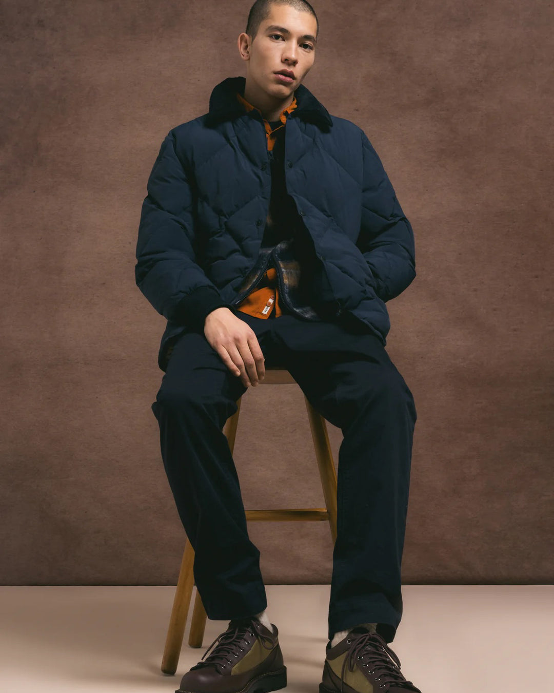 Dunbar Padded Jacket In Dark Navy Recycled Nylon