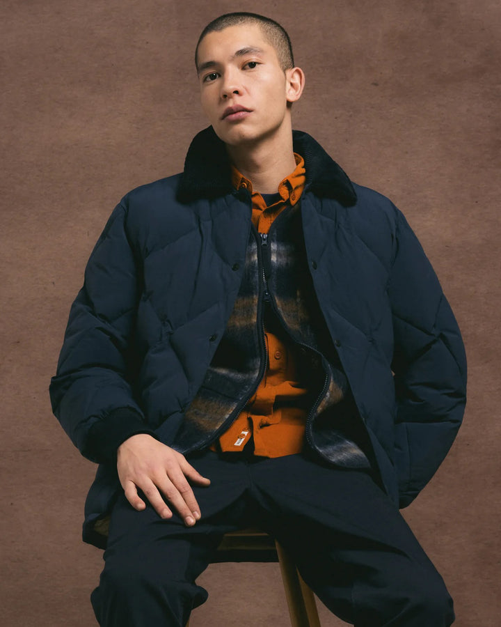 Dunbar Padded Jacket In Dark Navy Recycled Nylon