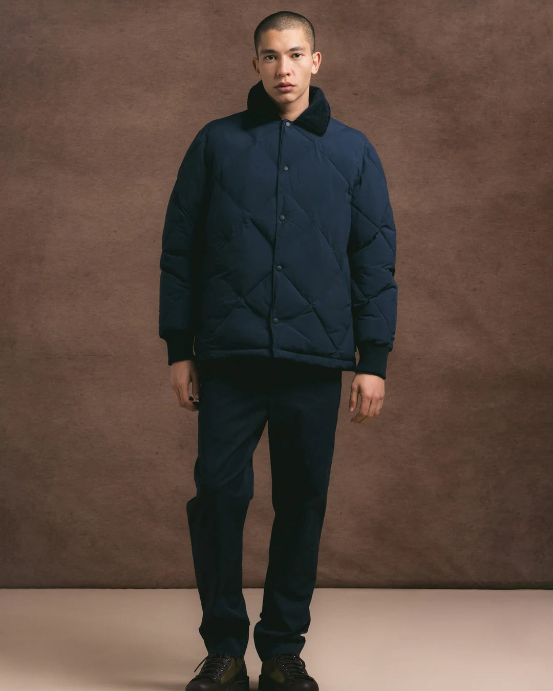 Dunbar Padded Jacket In Dark Navy Recycled Nylon