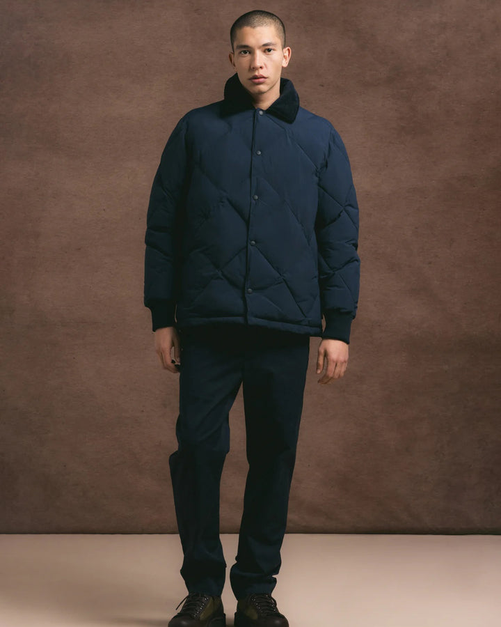 Dunbar Padded Jacket In Dark Navy Recycled Nylon