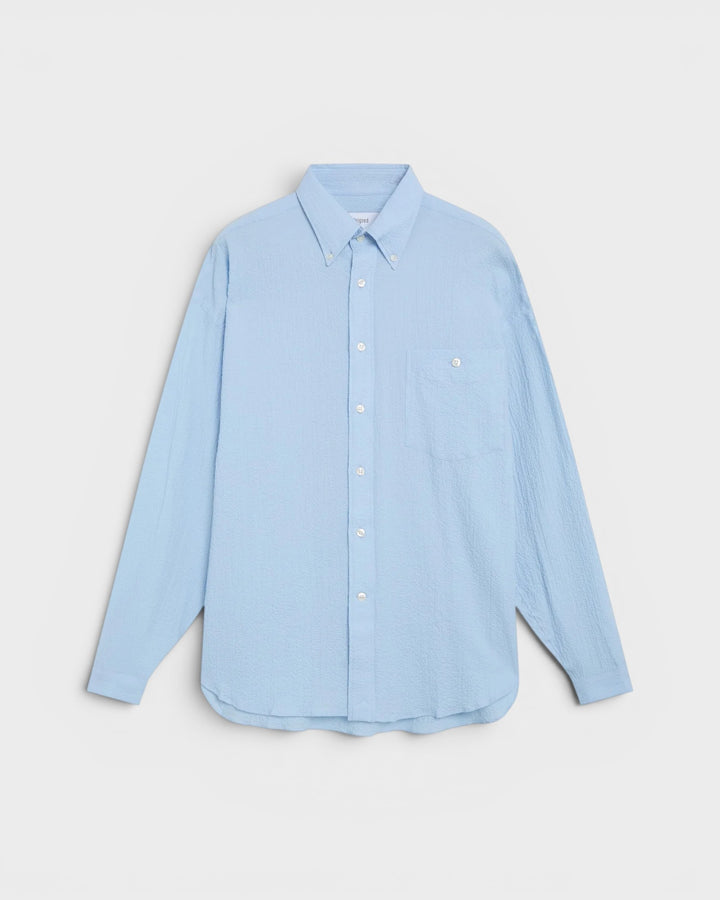 Long Sleeve Baggy Shirt Seersucker Sky Blue
