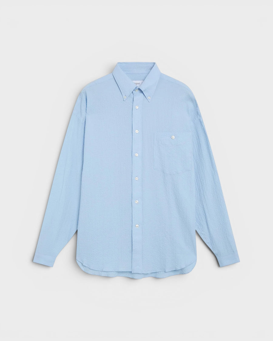 Long Sleeve Baggy Shirt Seersucker Sky Blue