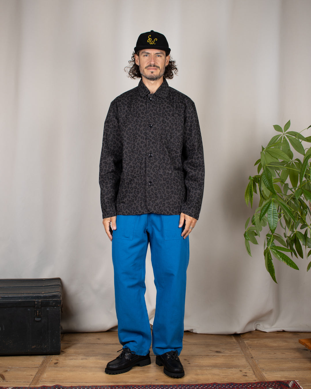 Patterned Easy Chef Shirt Black Leopard