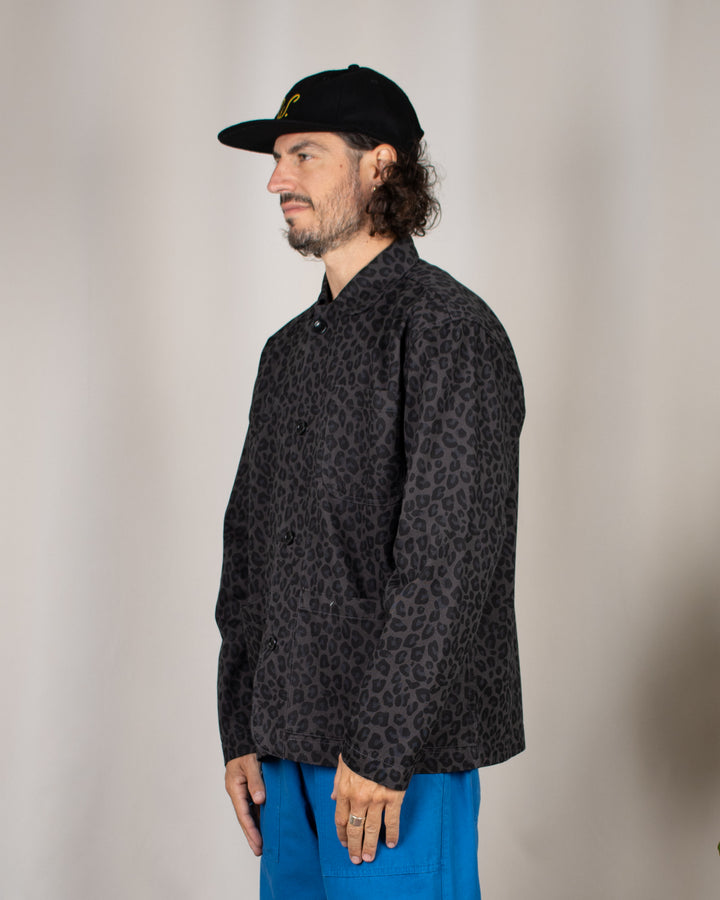 Patterned Easy Chef Shirt Black Leopard