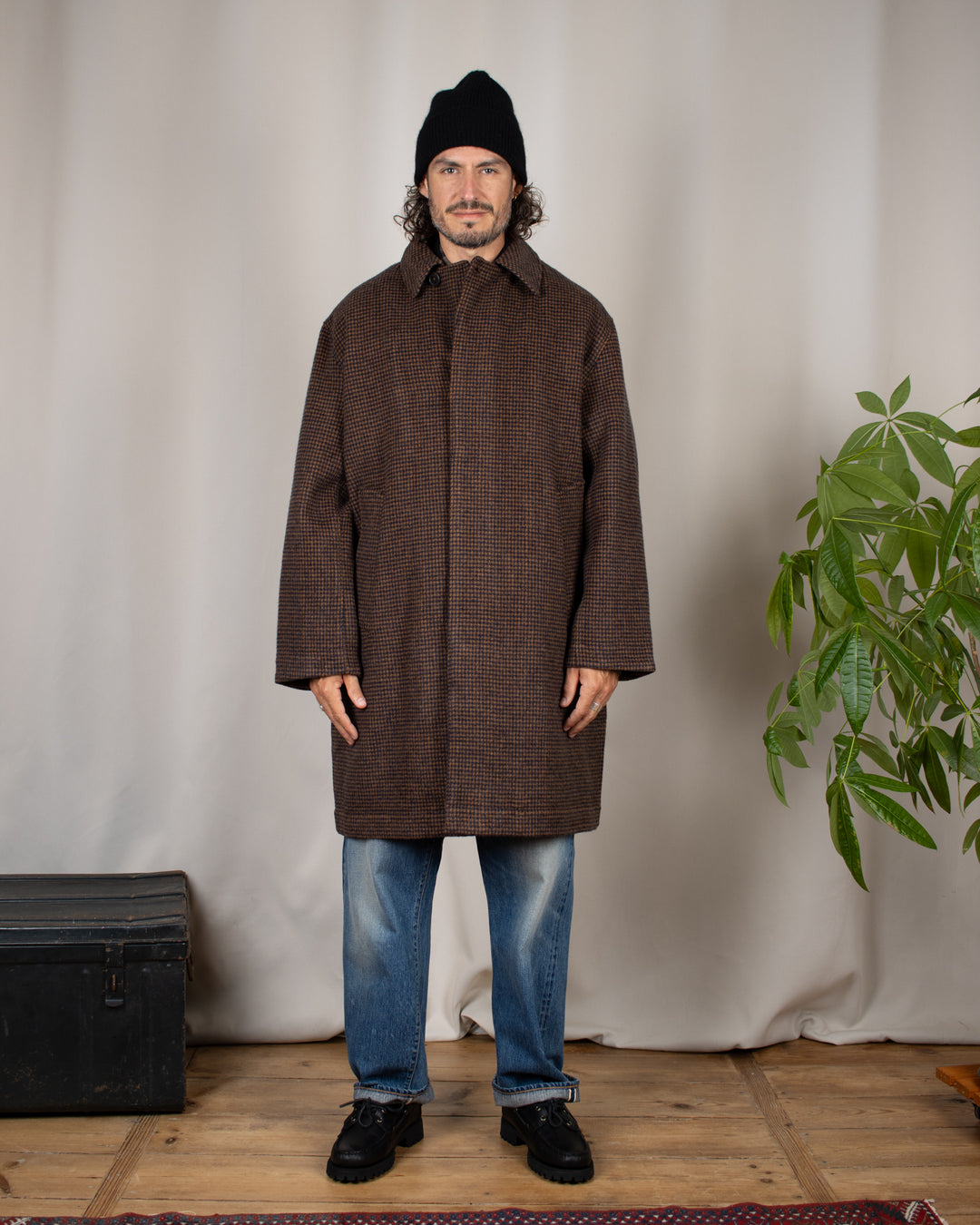 Stan Coat Wool Tweed Mix Navy/Brown