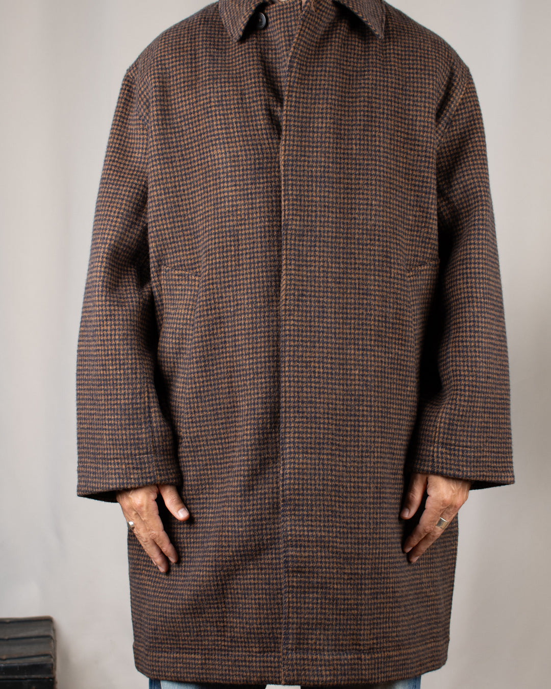 Stan Coat Wool Tweed Mix Navy/Brown