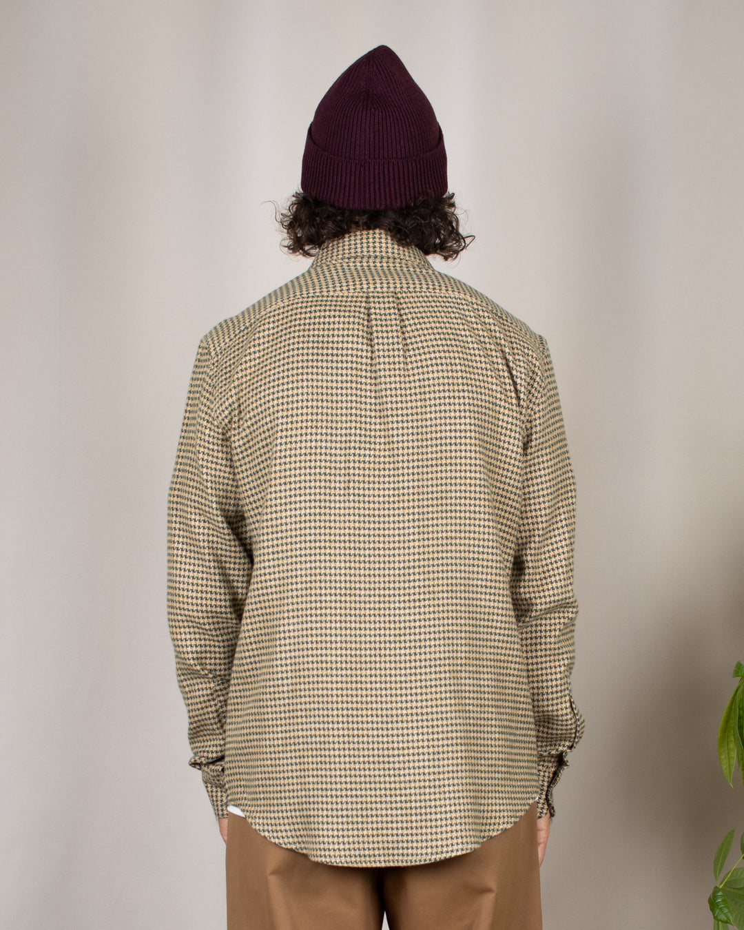 Abstract Pied Poule Flannel Shirt Green