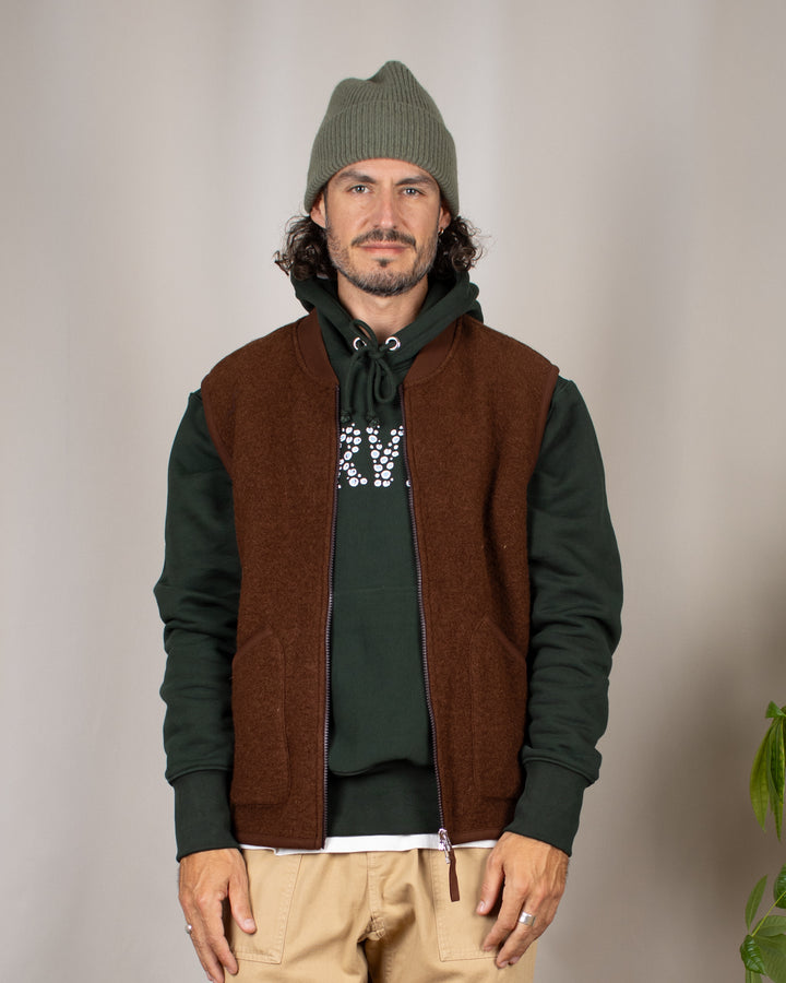 Zip Waistcoat Wool Fleece Cacao