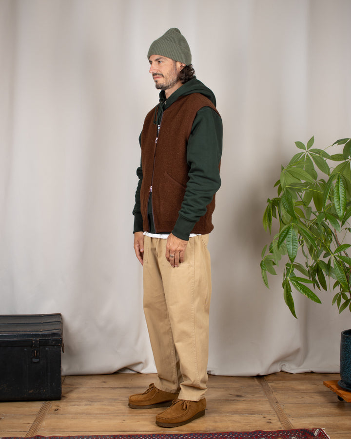 Zip Waistcoat Wool Fleece Cacao