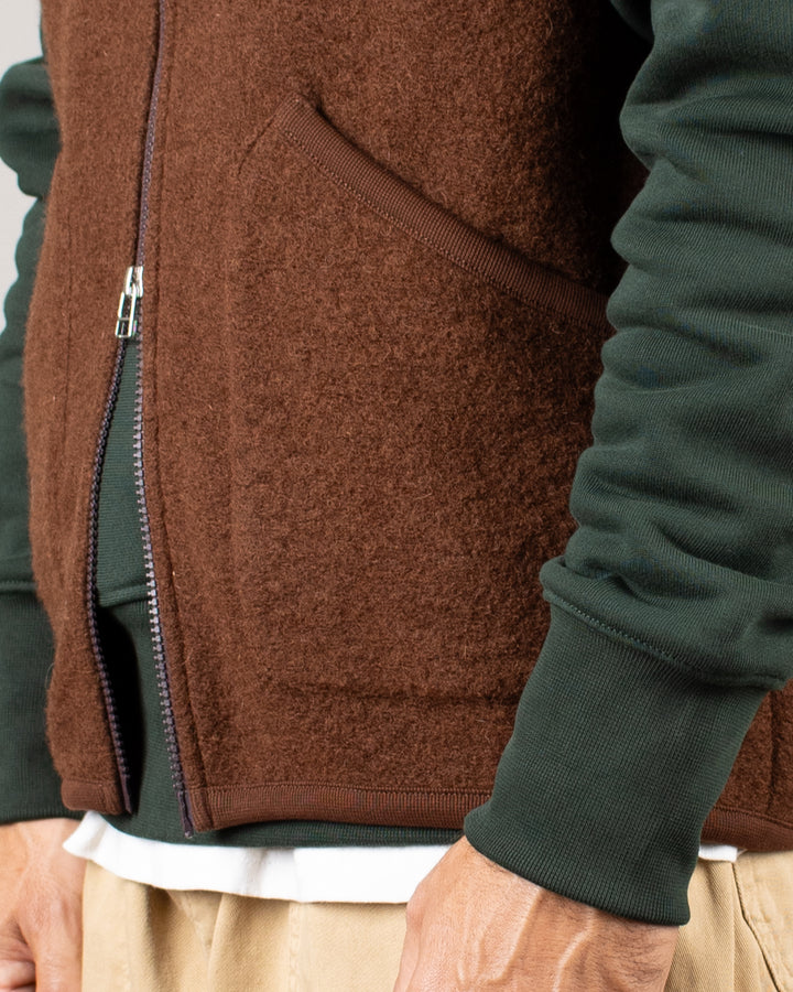 Zip Waistcoat Wool Fleece Cacao