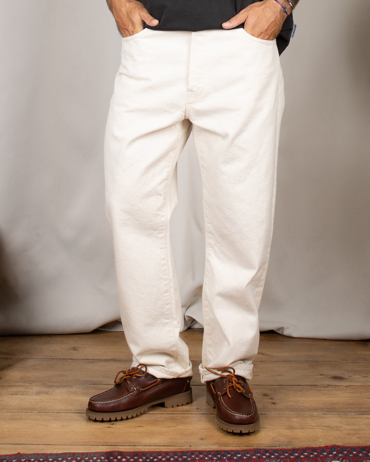 Denim01 Loose Tapered Jeans Ecru