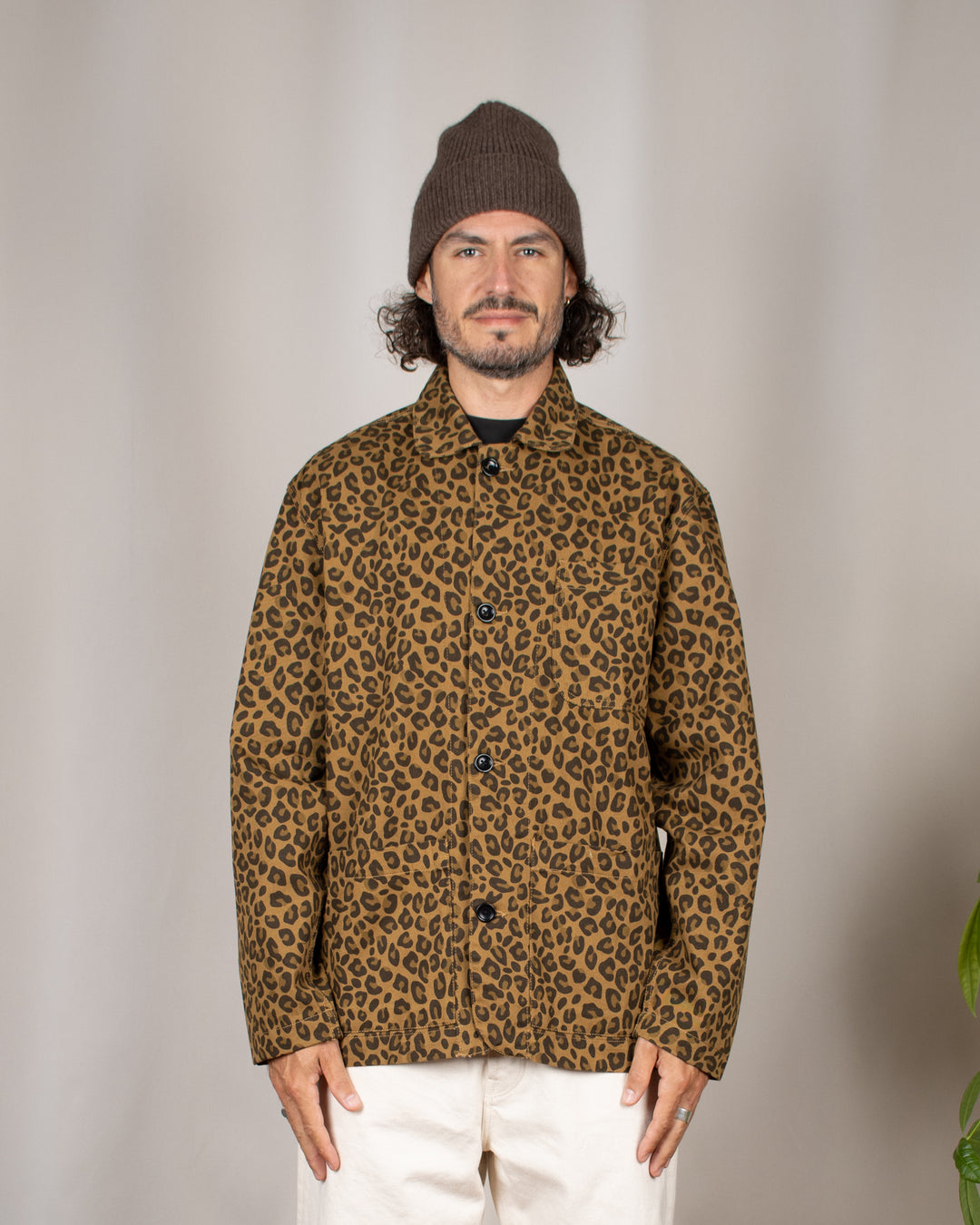 Patterned Easy Chef Shirt Brown Leopard