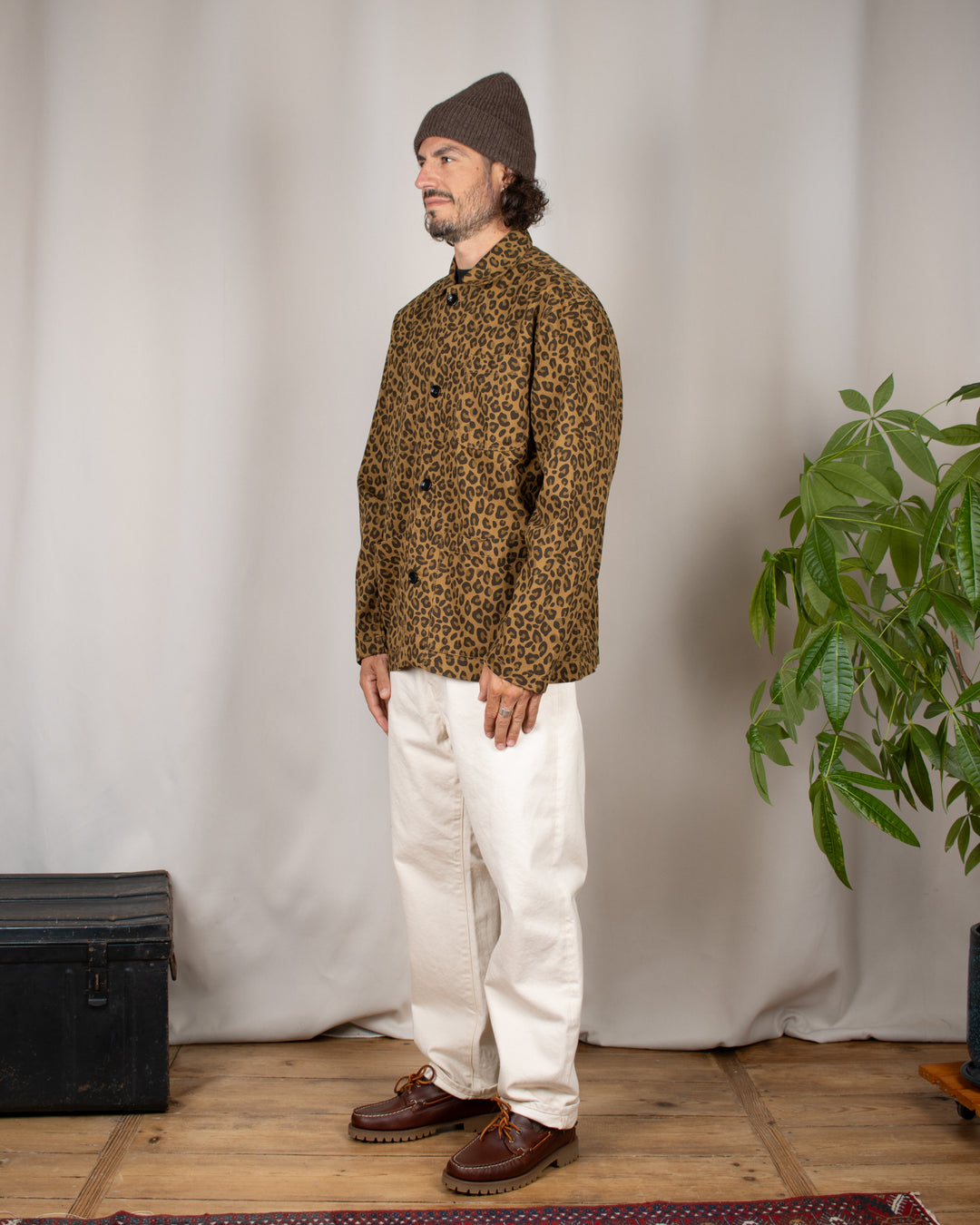 Patterned Easy Chef Shirt Brown Leopard