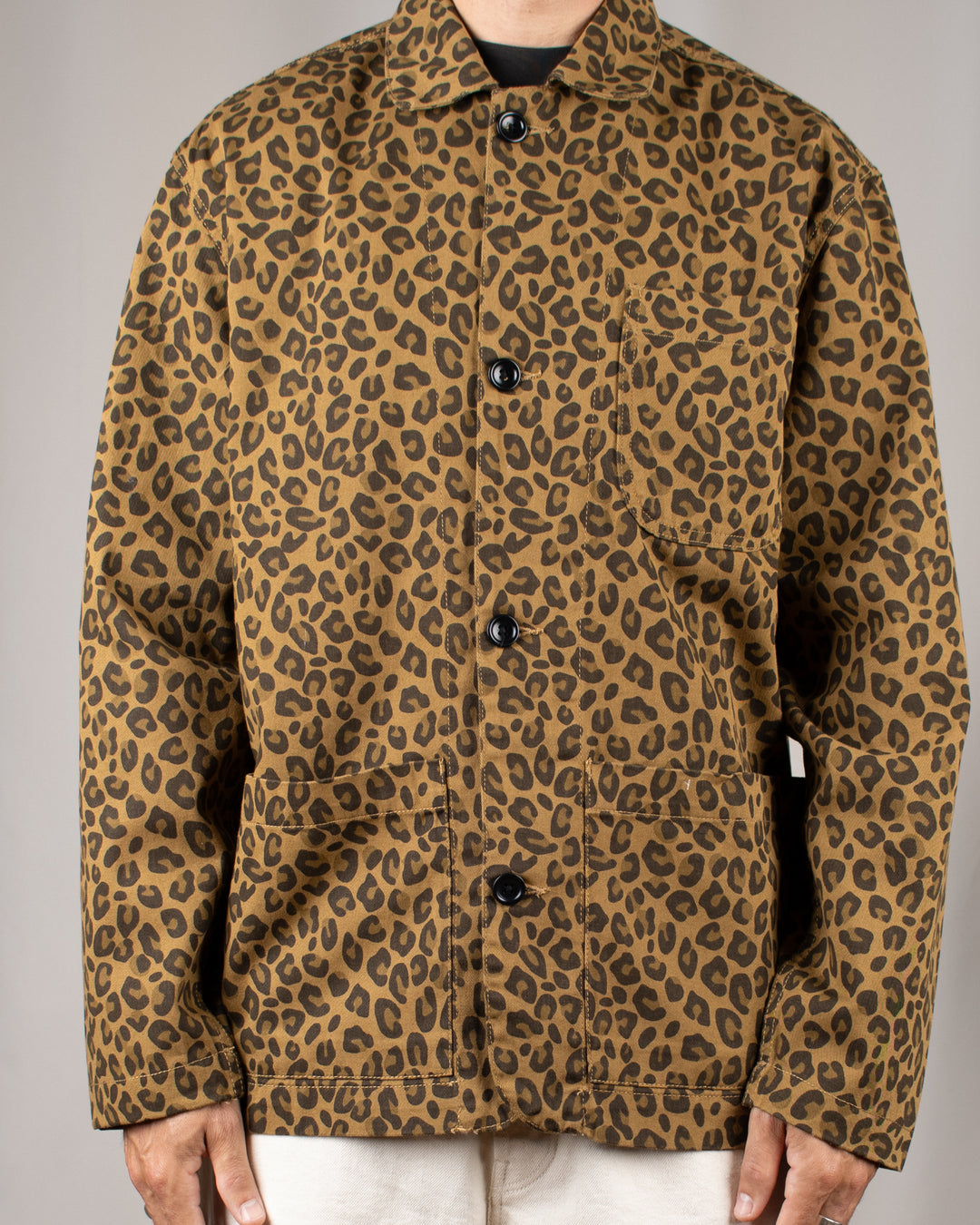 Patterned Easy Chef Shirt Brown Leopard