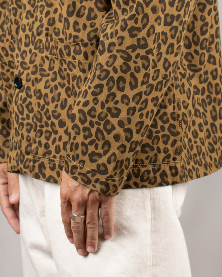 Patterned Easy Chef Shirt Brown Leopard