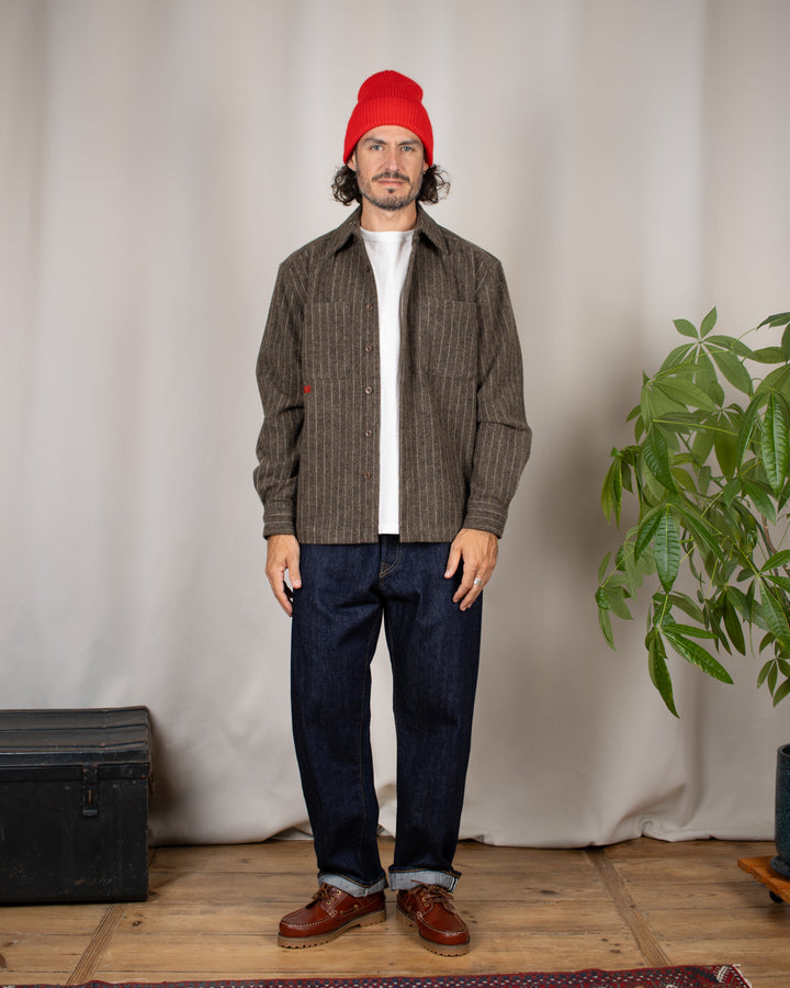 WBBuzo Herringbone Shirt Dark Olive