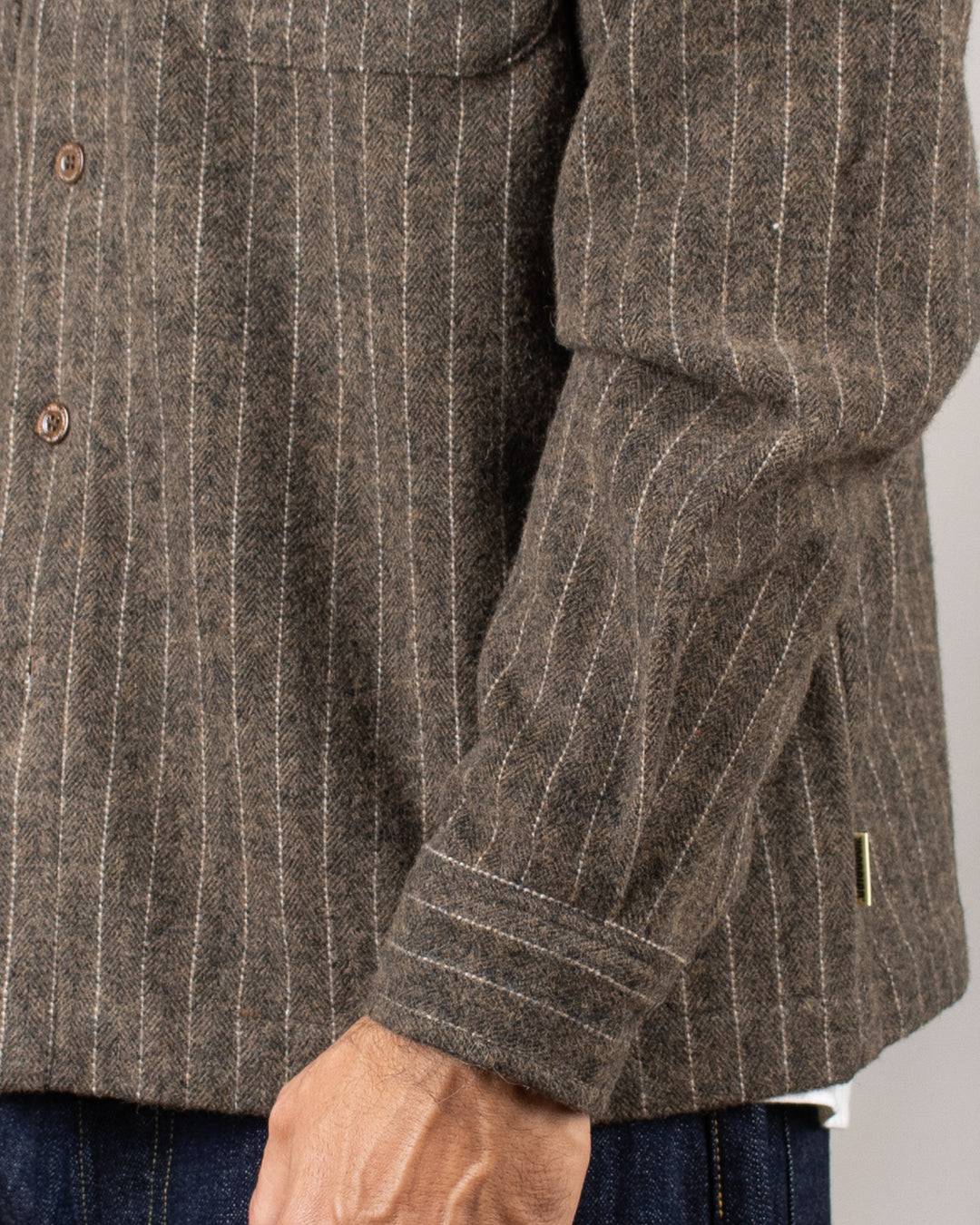 WBBuzo Herringbone Shirt Dark Olive