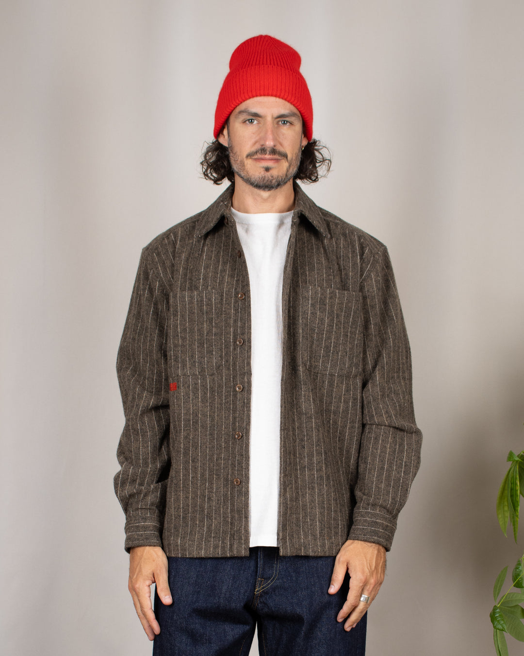 WBBuzo Herringbone Shirt Dark Olive