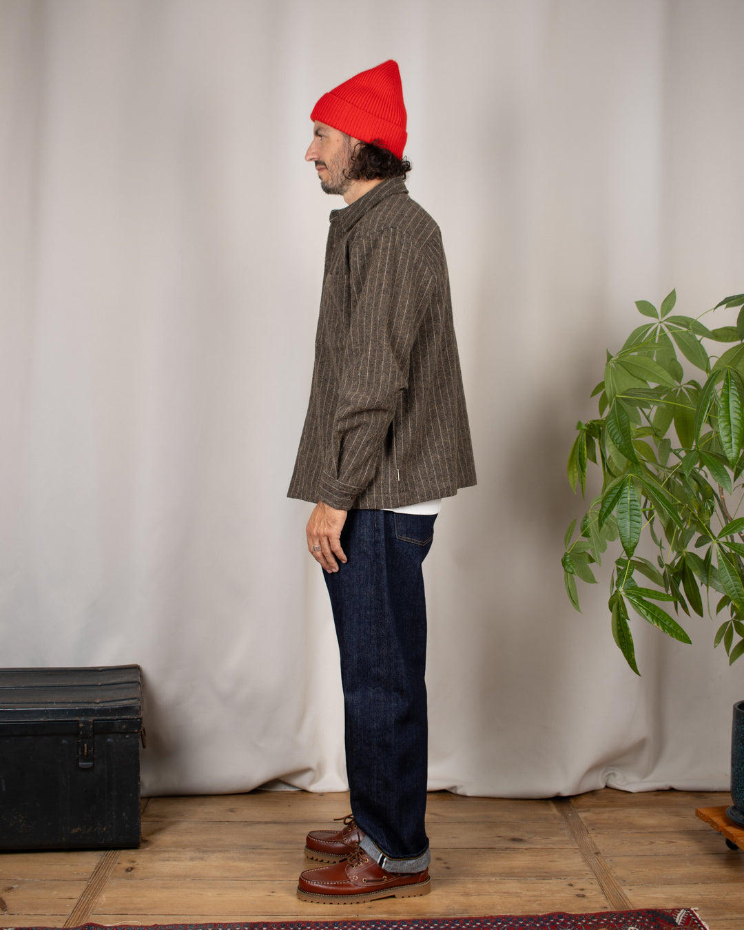 WBBuzo Herringbone Shirt Dark Olive