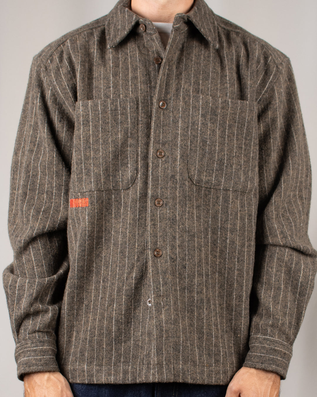 WBBuzo Herringbone Shirt Dark Olive