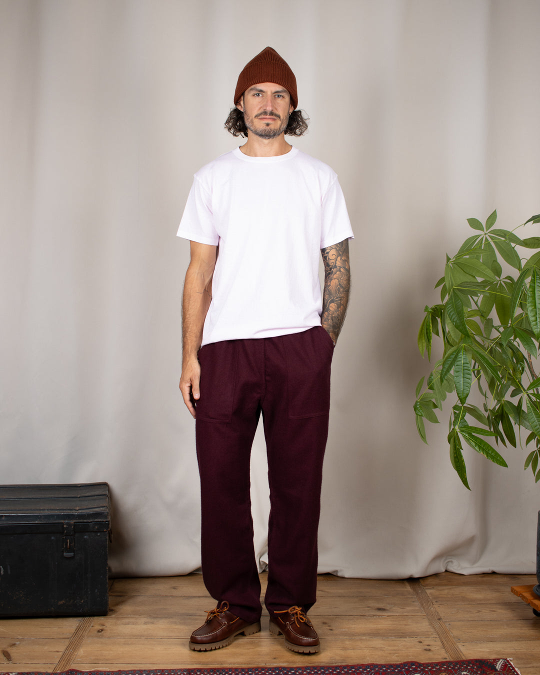 Flannel Chef Pants Burgundy
