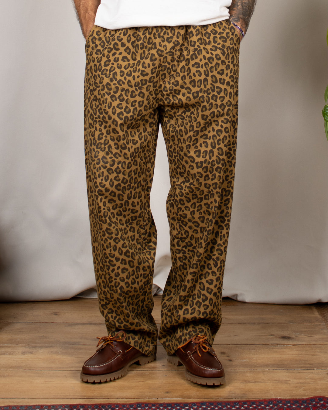 Patterned Easy Chef Pants Brown Leopard