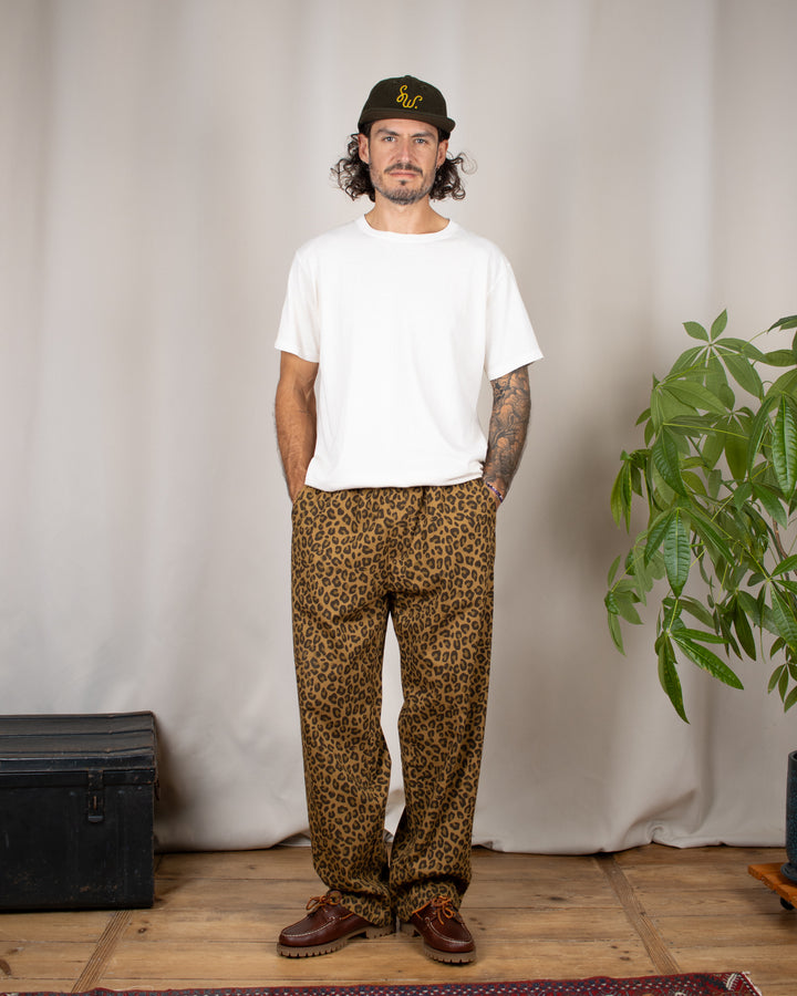 Patterned Easy Chef Pants Brown Leopard