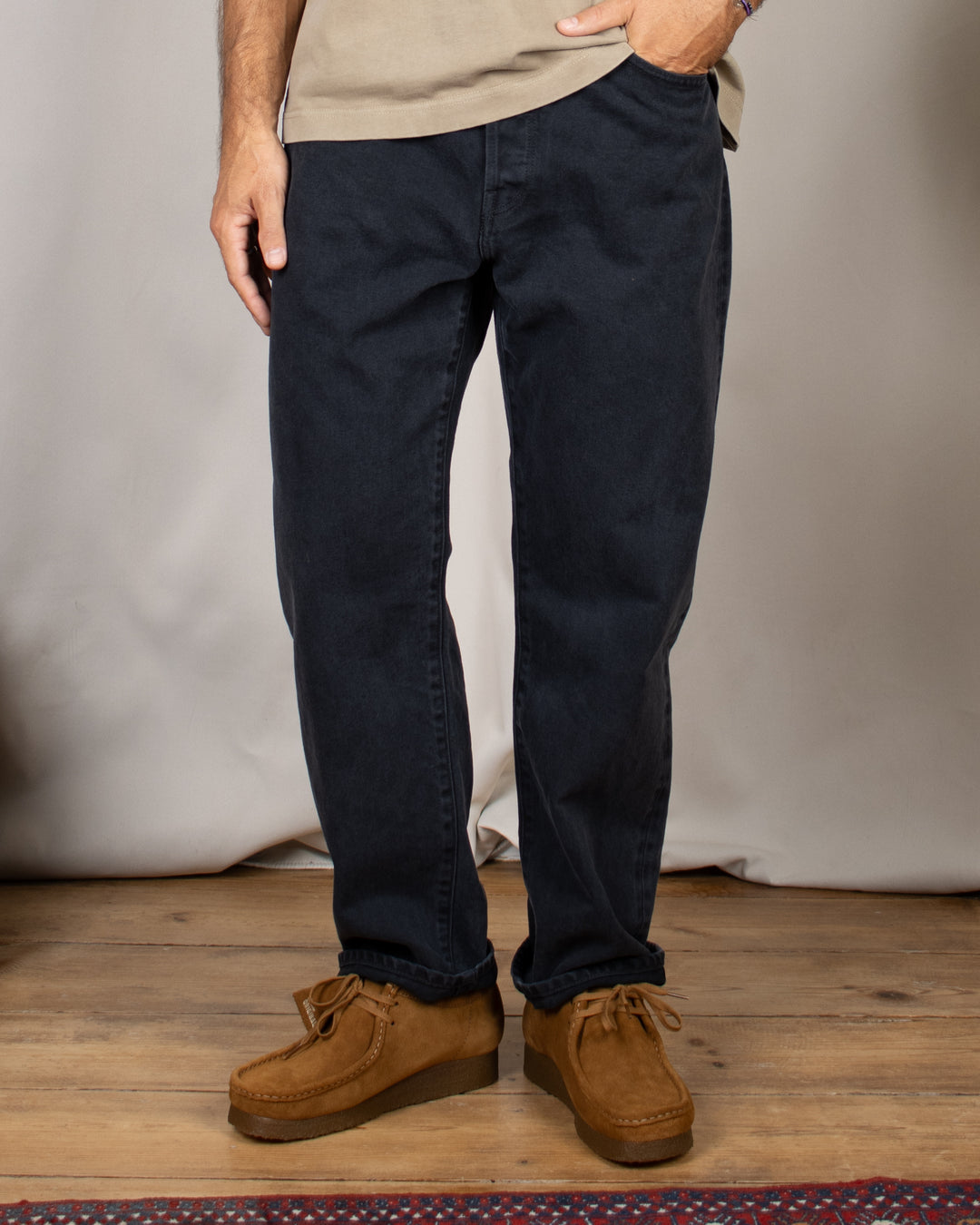 Denim01 Loose Tapered Jeans Fade Black