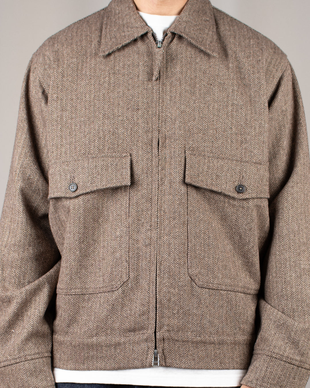 E130 Jacket Wool Herringbone Brown