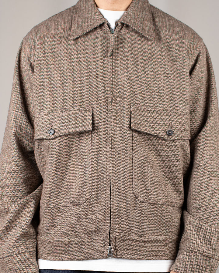 E130 Jacket Wool Herringbone Brown