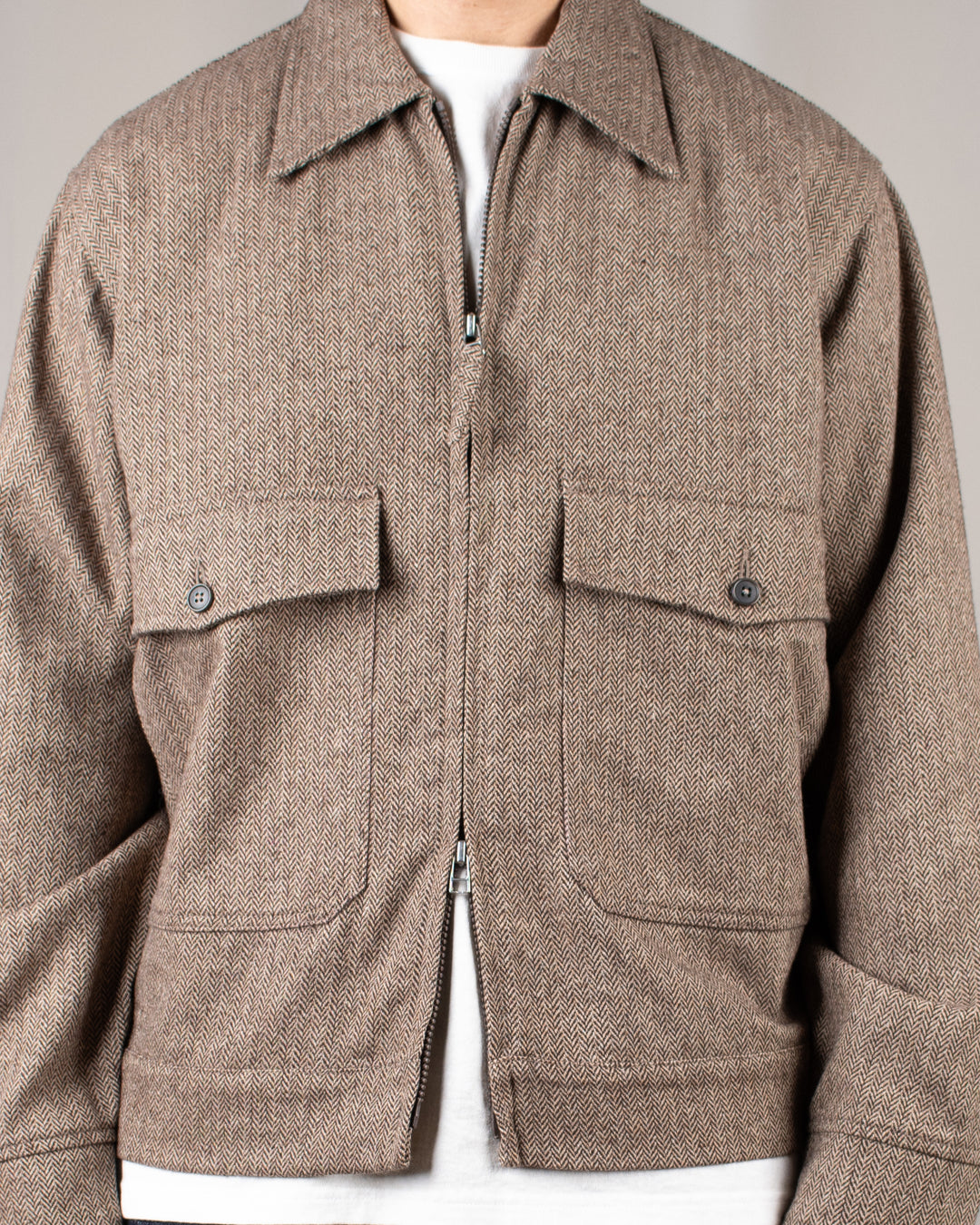 E130 Jacket Wool Herringbone Brown