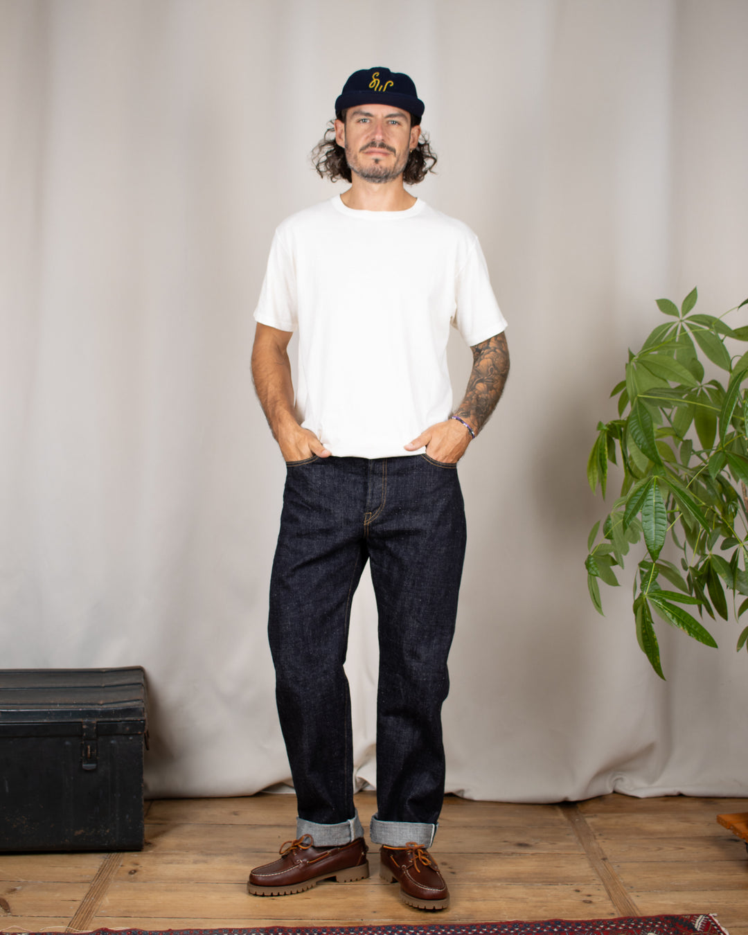 0611 15.5oz Slub Nep Denim Relax Fit One Wash Indigo