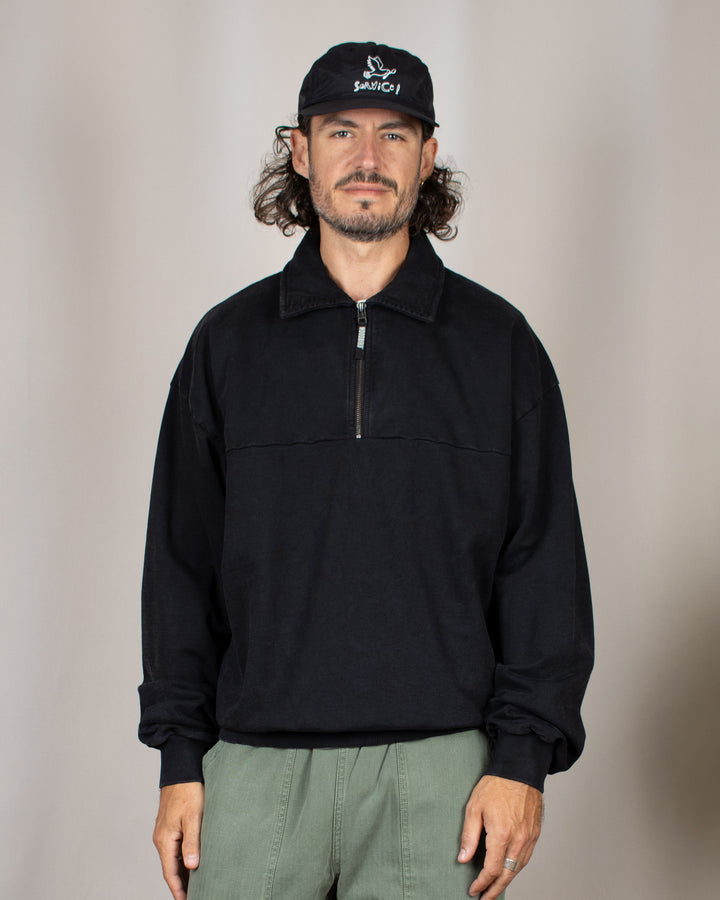 WBLoke Washed Zip Polo Black