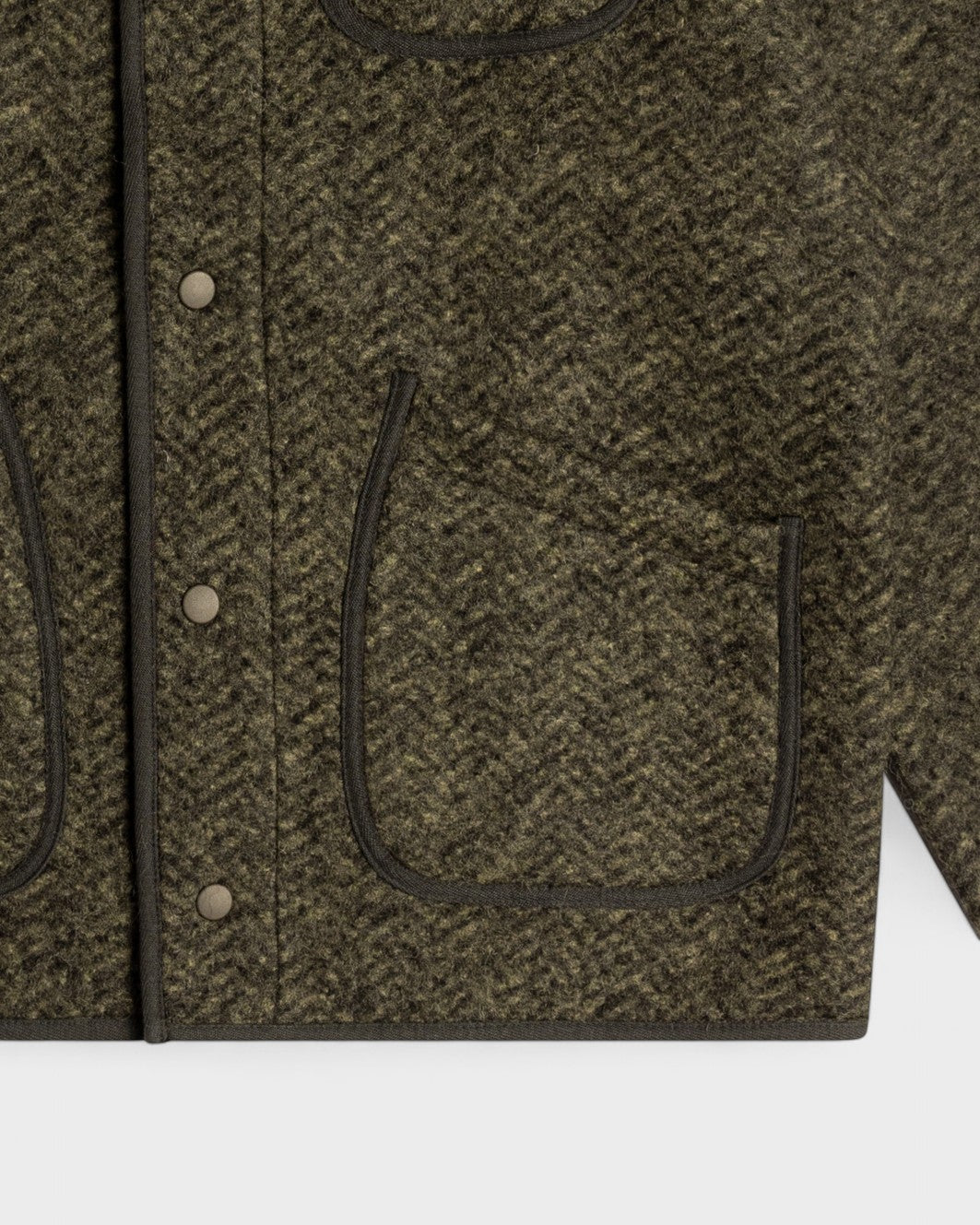 Neist Cardigan in Moss Herringbone Wool