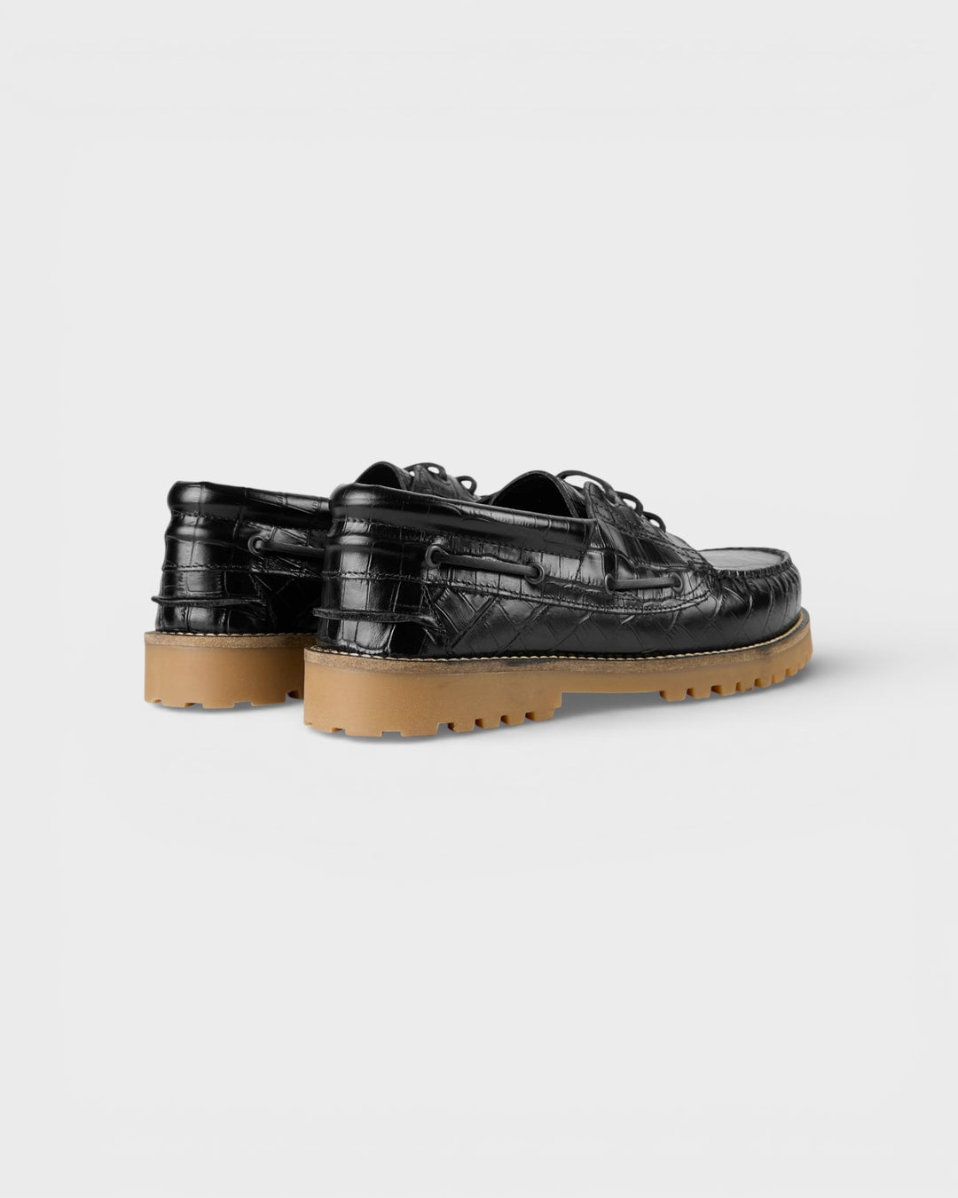Ollie Boat Shoe Black Croco Leather