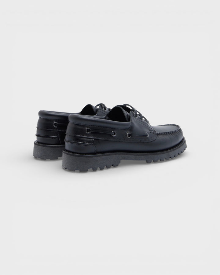 Ollie Boat Shoe Black Leather