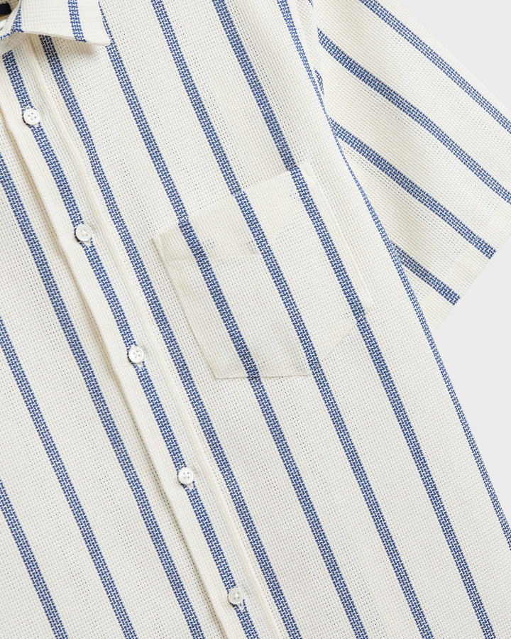 Piquet Stripe Shirt Blue
