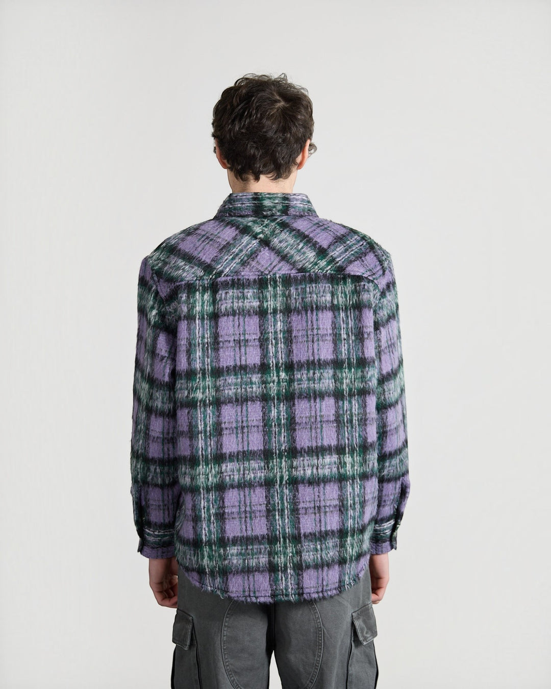 Bisous Garage Flannel Shirt Purple portée - dos