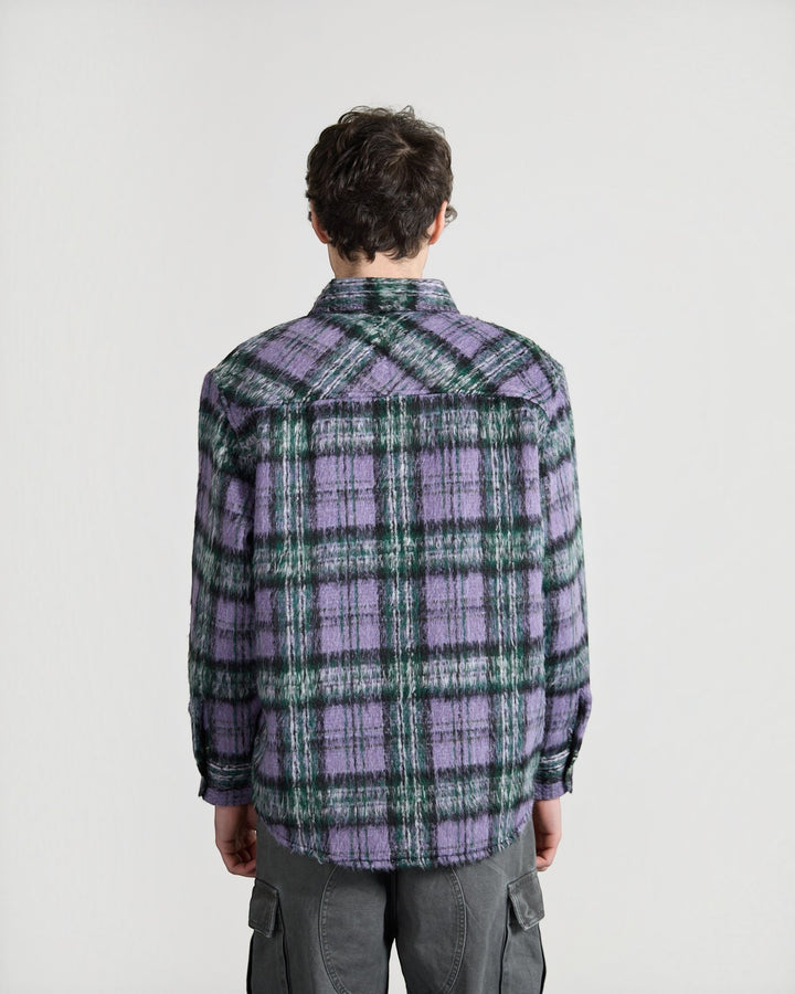 Bisous Garage Flannel Shirt Purple portée - dos