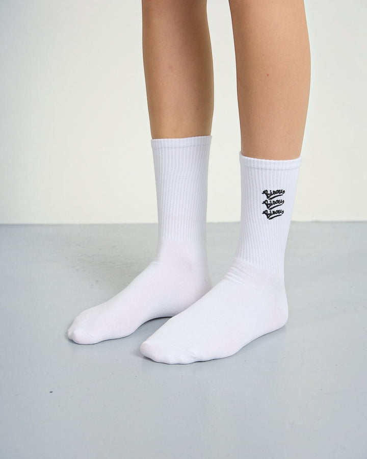 Bisous Socks Gianni Embroidery White portées
