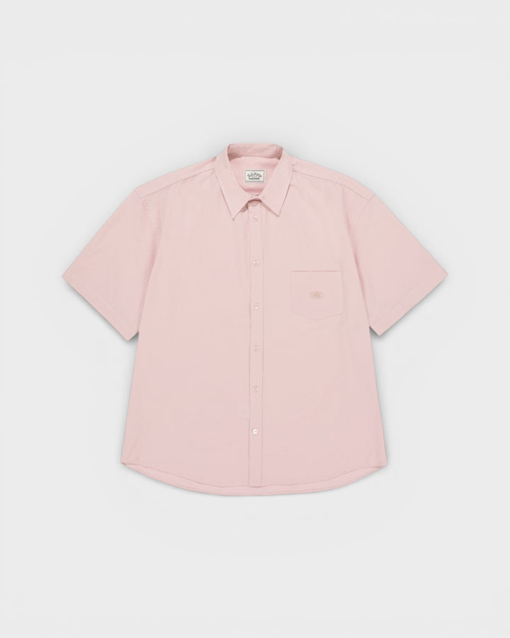 Relaxed Seersucker Half Shirt Light Pink