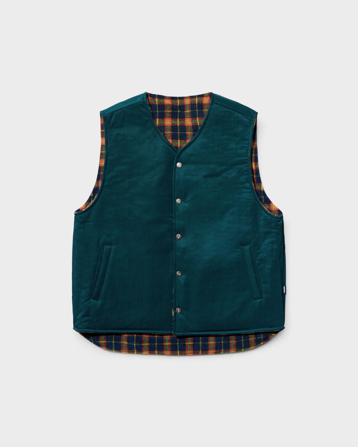 Reversible Nylon Check Vest Green