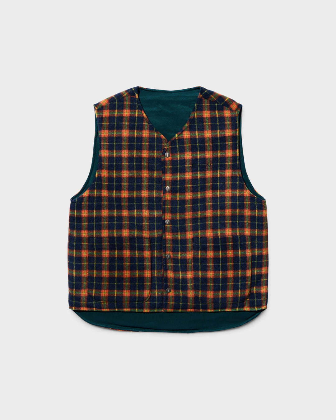 Reversible Nylon Check Vest Green
