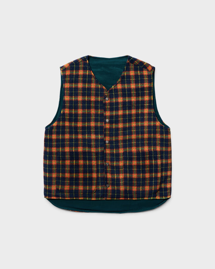 Reversible Nylon Check Vest Green