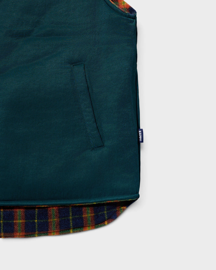 Reversible Nylon Check Vest Green
