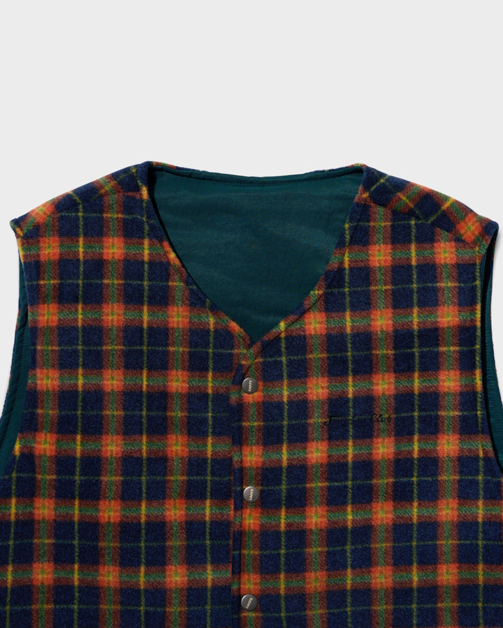 Reversible Nylon Check Vest Green