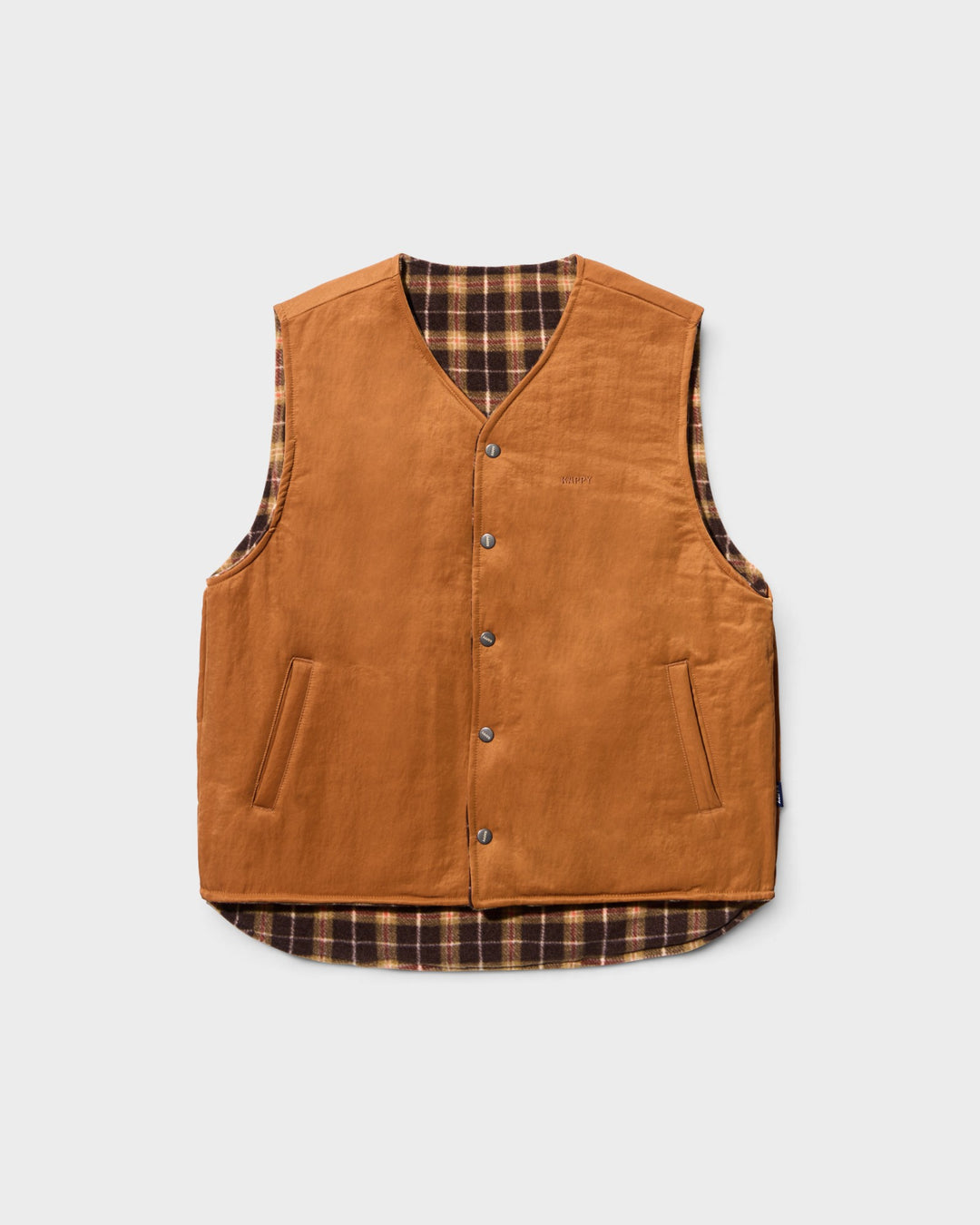 Reversible Nylon Check Vest Orange
