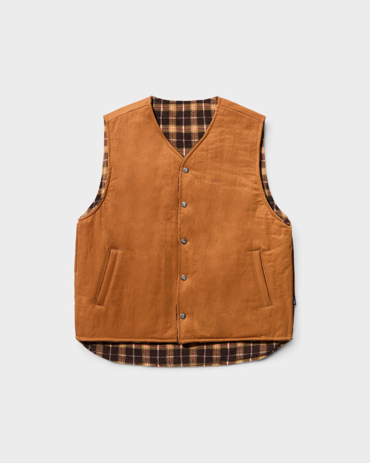 Reversible Nylon Check Vest Orange