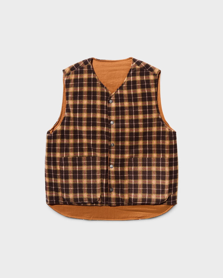 Reversible Nylon Check Vest Orange
