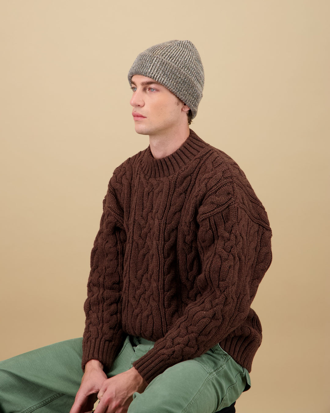 Bonnet Ara Chiné Taupe/Ecru